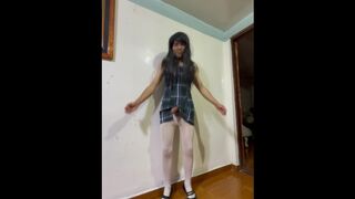 dressed as a sissy secretly while my parents are asleep (I cum)